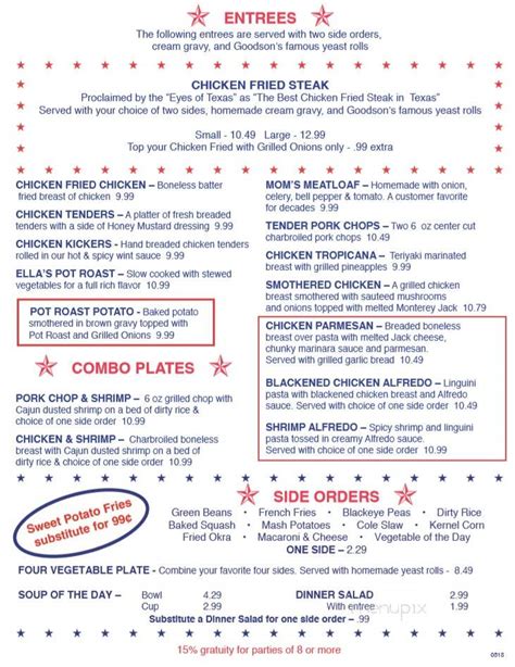 goodson's tomball menu|goodsons cafe tomball texas.